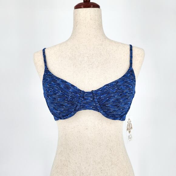 Becca by Rebecca Virtue Women Blue Sundance Beach Swim Underwire Bra Top Size S - Picture 1 of 6